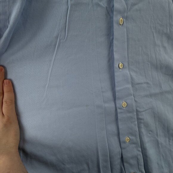 David Donahue Long Sleeve Button Up Shirt Men Cotton Trim Fit 16.5 34/35 Blue ** - Picture 13 of 16